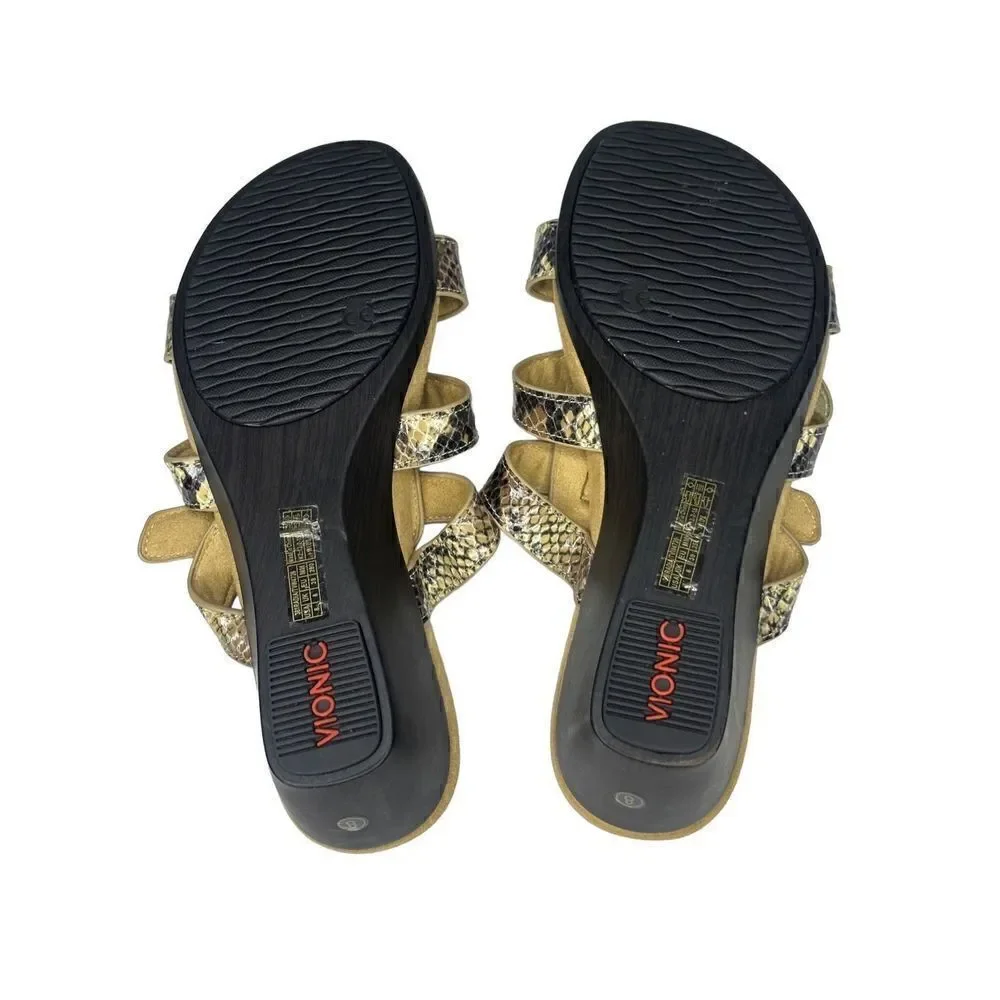 VIONIC NEW Radia Snakeskin Wedge Sandals Slides Size 8